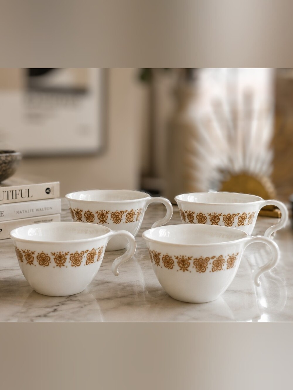 Vintage Corning Corelle Butterfly Gold Coffee Tea Cups 2.25"